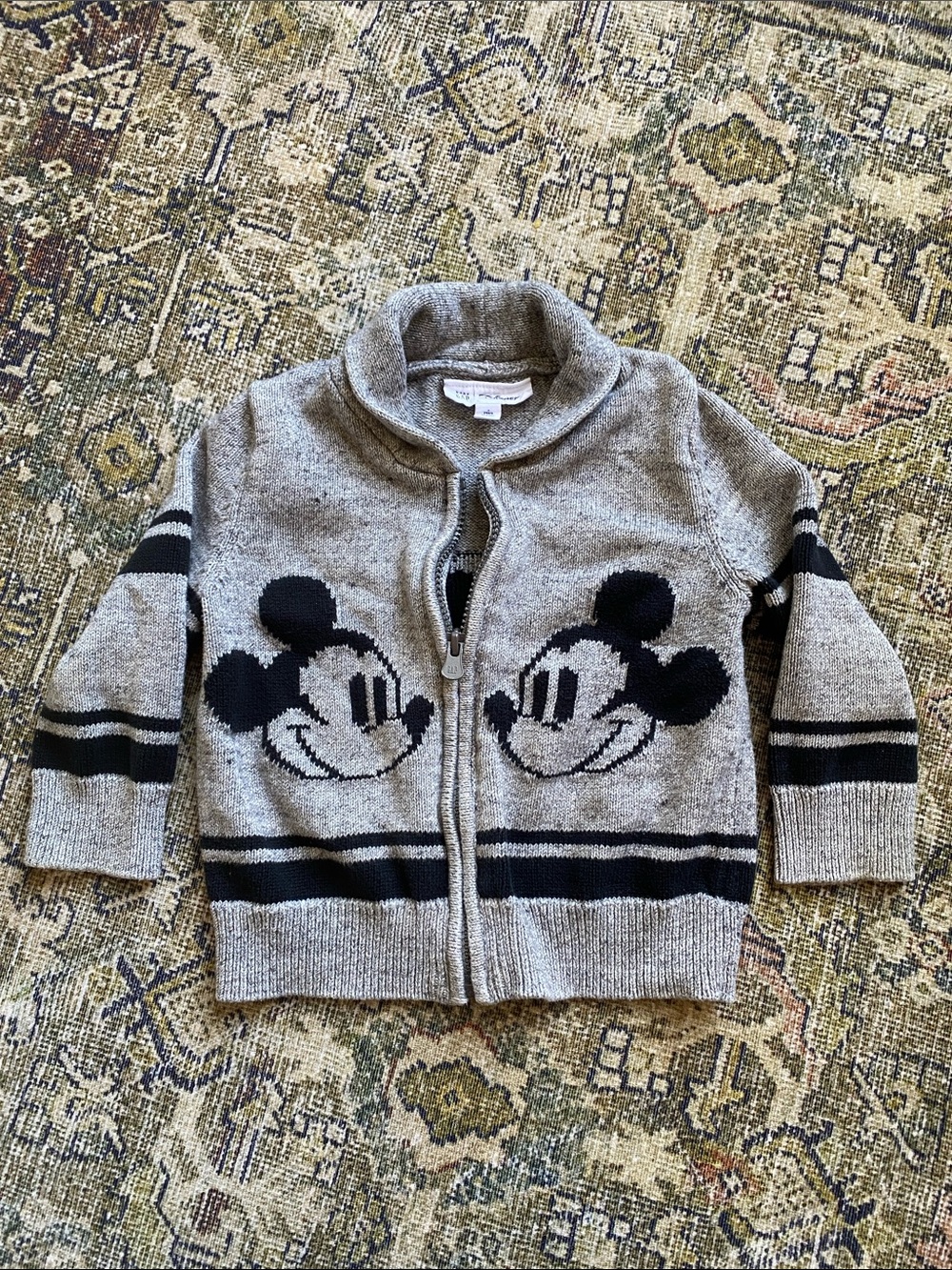 Disney Gray and Black Mickey Zip Cardigan